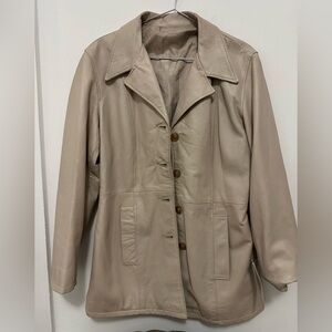✨ Vintage Italian Vera Pelle Leather Jacket | Taupe Beige | Minimal Flaw